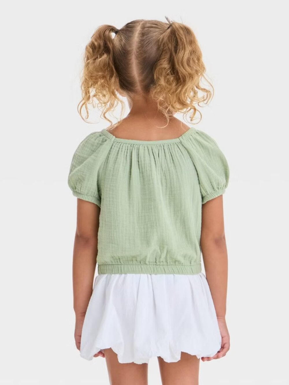 Cat & Jack Toddler Girls' Light Olive Cotton Pullover, Squareneck Crop Top - 18M - Picture 5 of 5